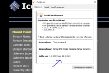 Herstarten Icecast streams voor nieuw SSL certificaat op 15-3-2022 na 23 uur